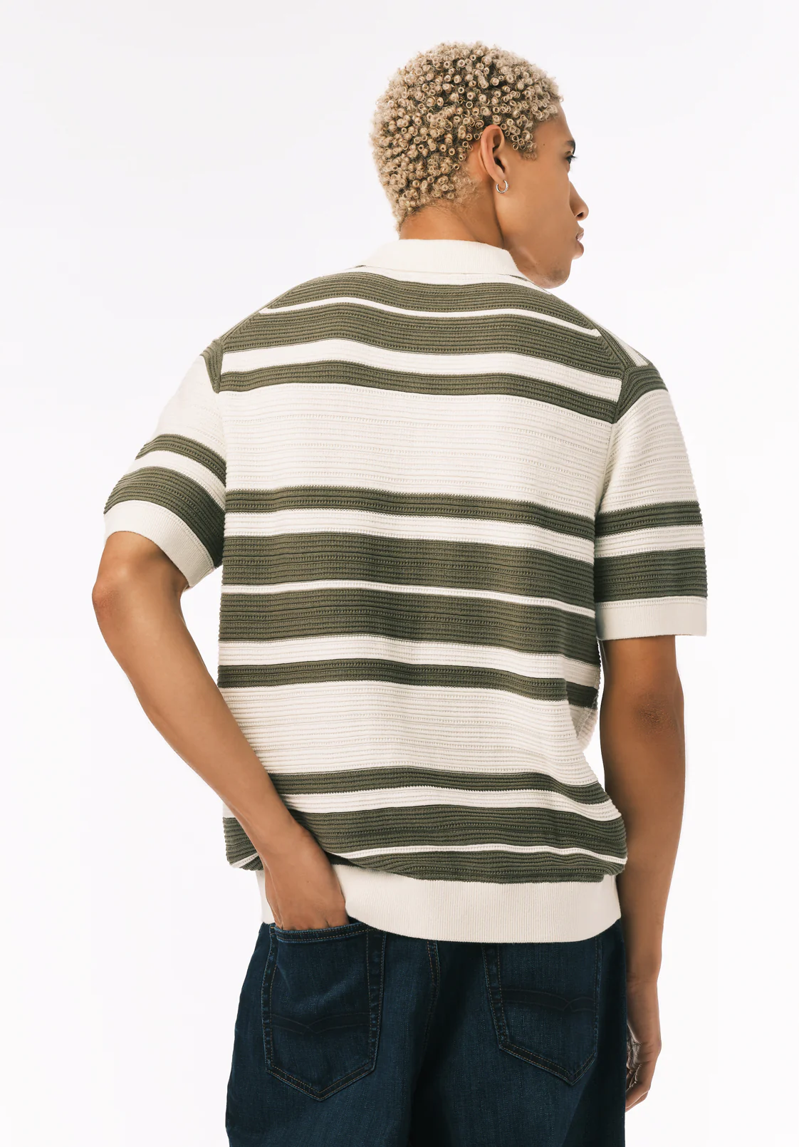 Wildero Men's Short Sleeve Sweater Polo, Army Green - BM24785 - Image 5