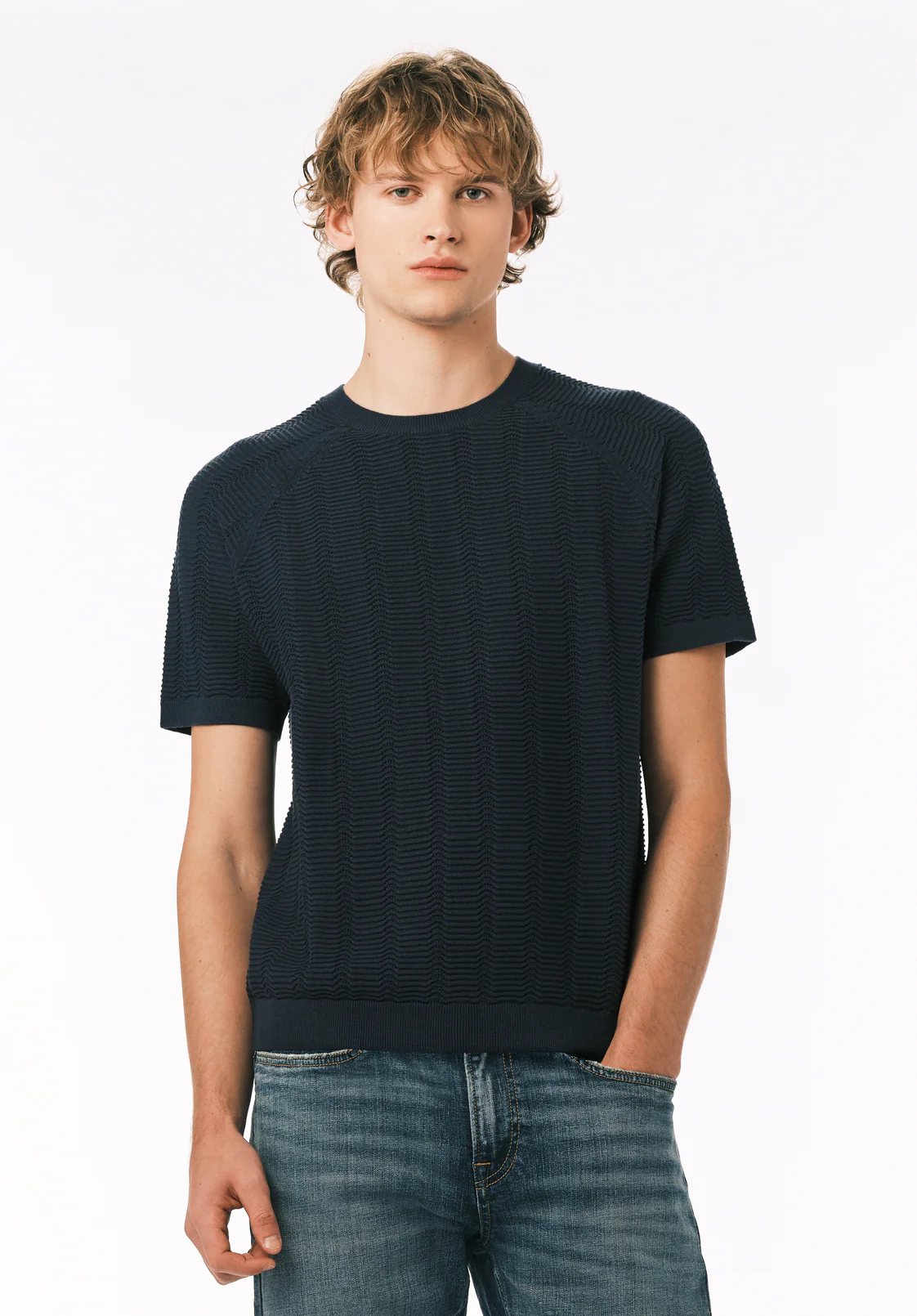 Wipped Men’s Short Sleeve Sweater T-Shirt, Whale - BM24874