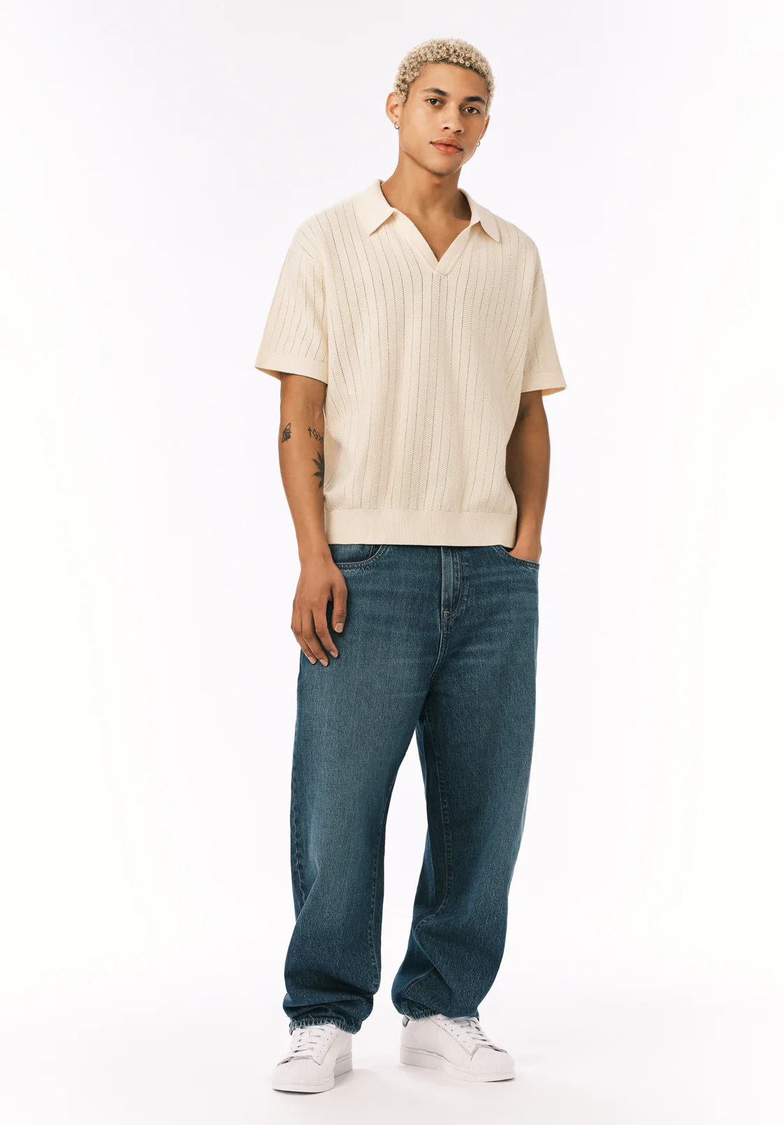 Wotex Men’s Short Sleeve Sweater Polo, Buttercream - BM24896 - Image 3