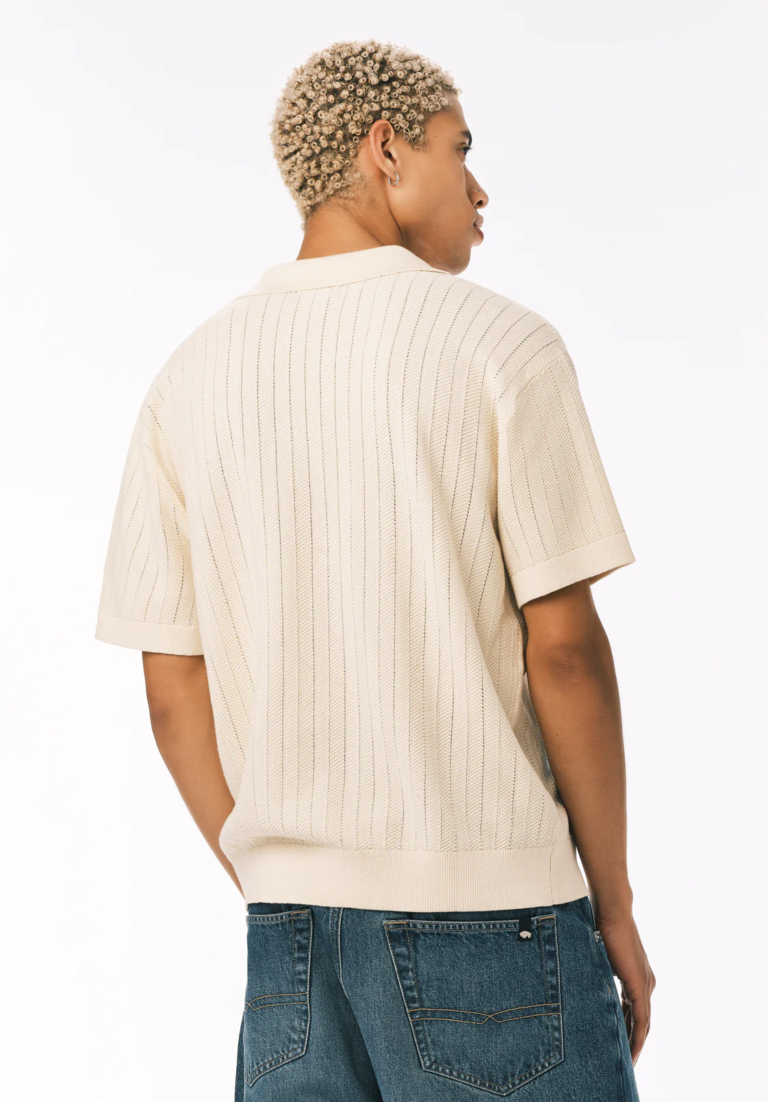 Wotex Men’s Short Sleeve Sweater Polo, Buttercream - BM24896 - Image 5